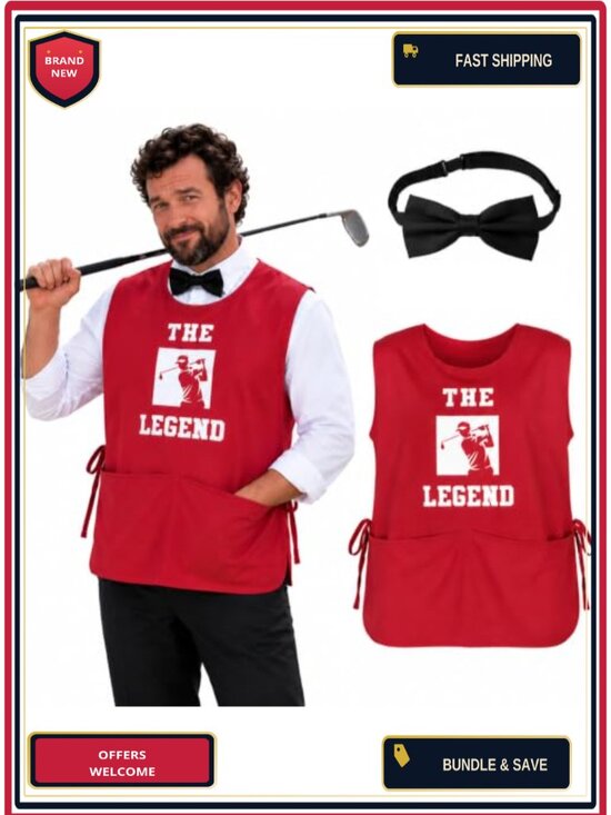 Other - Golf Caddy Halloween Costume Set Red Caddie Outfit Bow Tie Adult